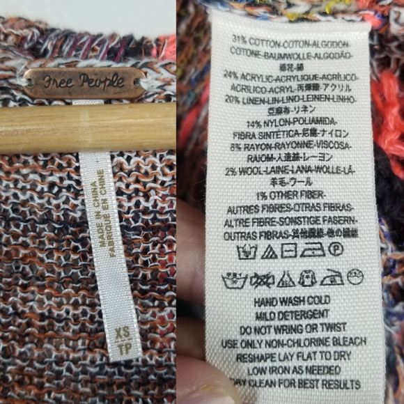 Free People Festival Lagenlook Jungle Heat Hood Tiger Fringe Cardigan Size XS - Picture 12 of 12